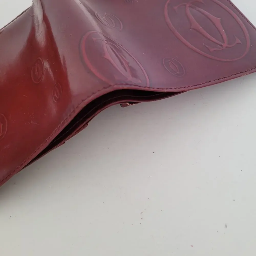 Cartier Happy Birthday Men's Bifold Leather Red‎ Wallet Medium Card Bill Holder